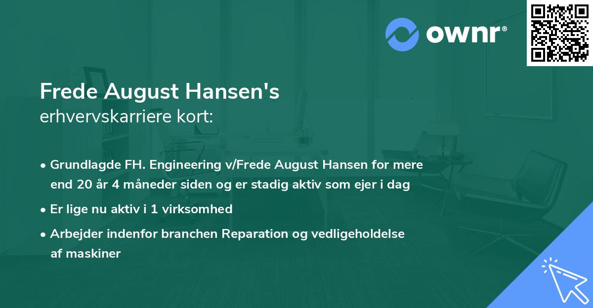 Frede August Hansen's erhvervskarriere kort