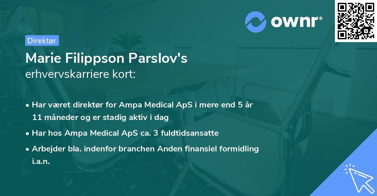 Marie Filippson Parslov's erhvervskarriere kort