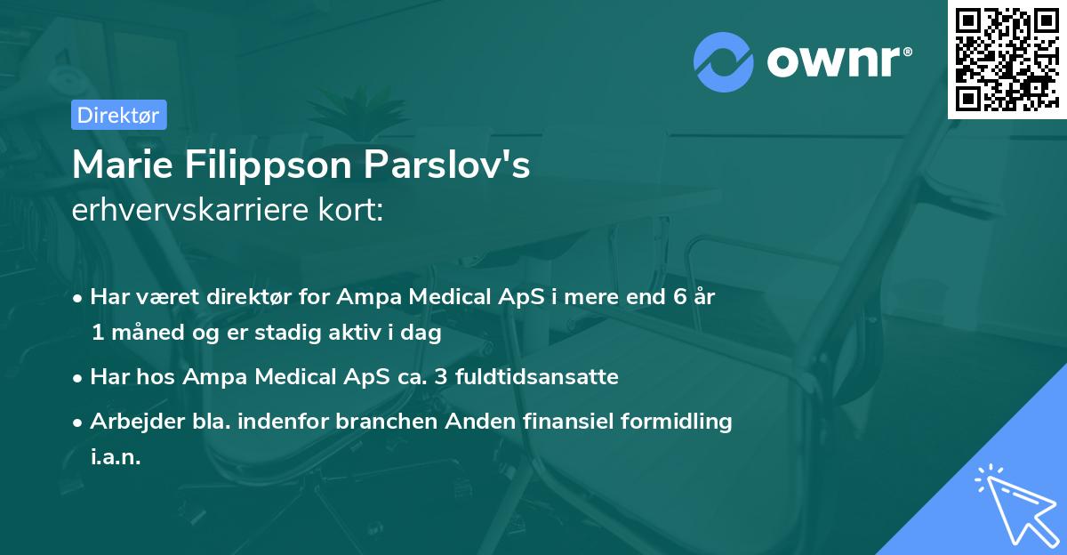 Marie Filippson Parslov's erhvervskarriere kort