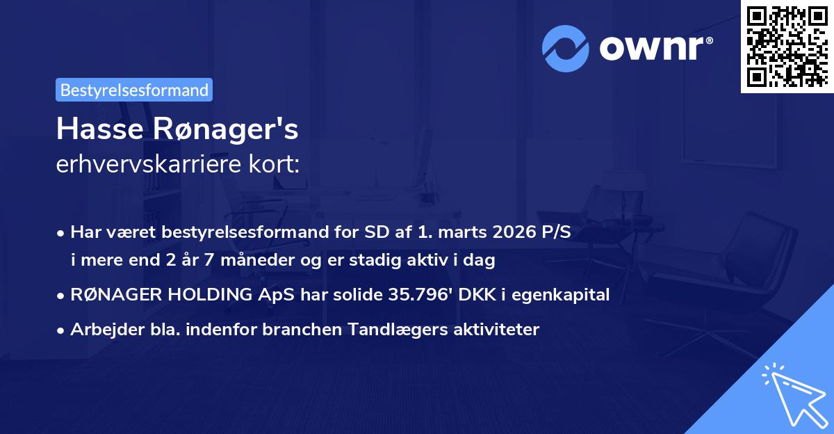 Hasse Rønager's erhvervskarriere kort