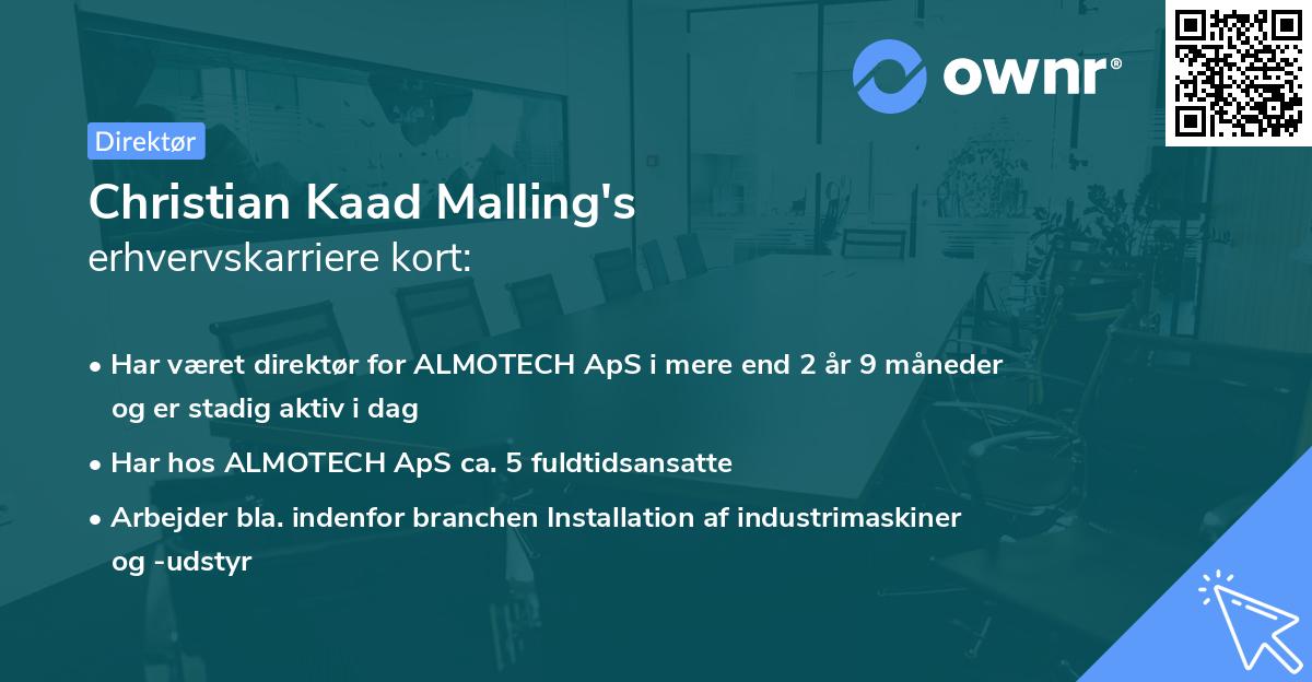 Christian Kaad Malling's erhvervskarriere kort