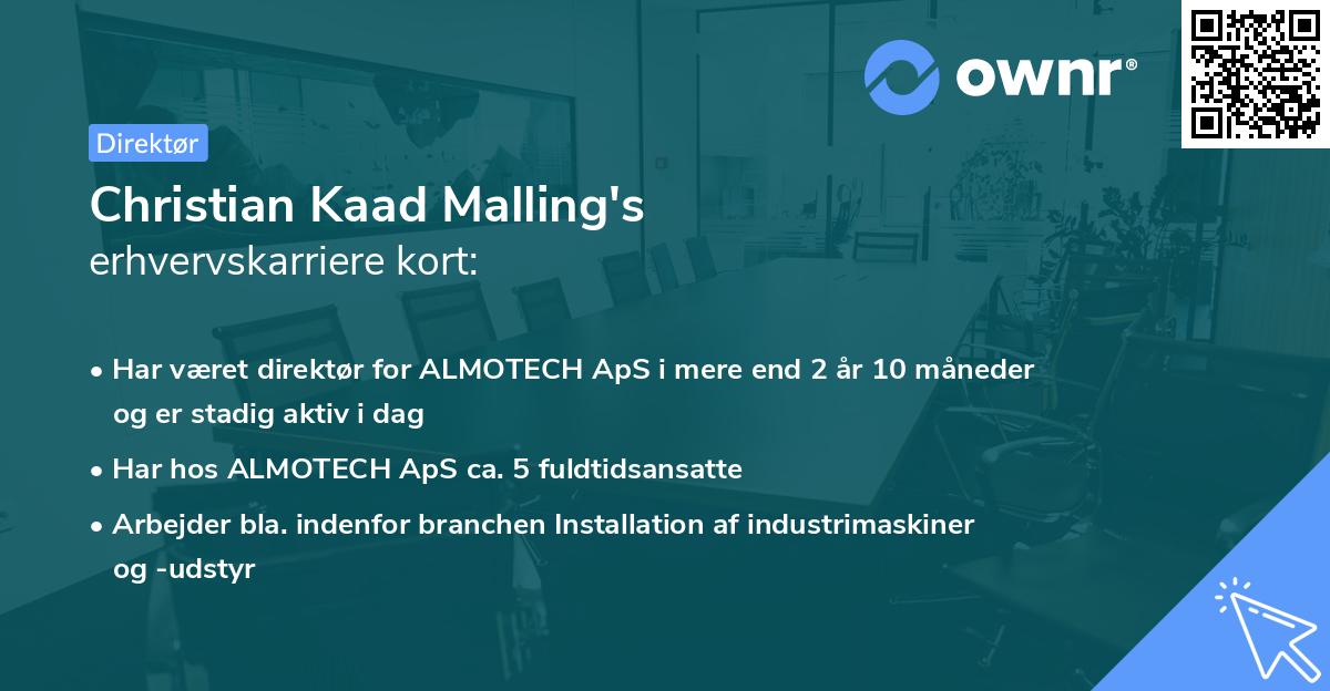 Christian Kaad Malling's erhvervskarriere kort