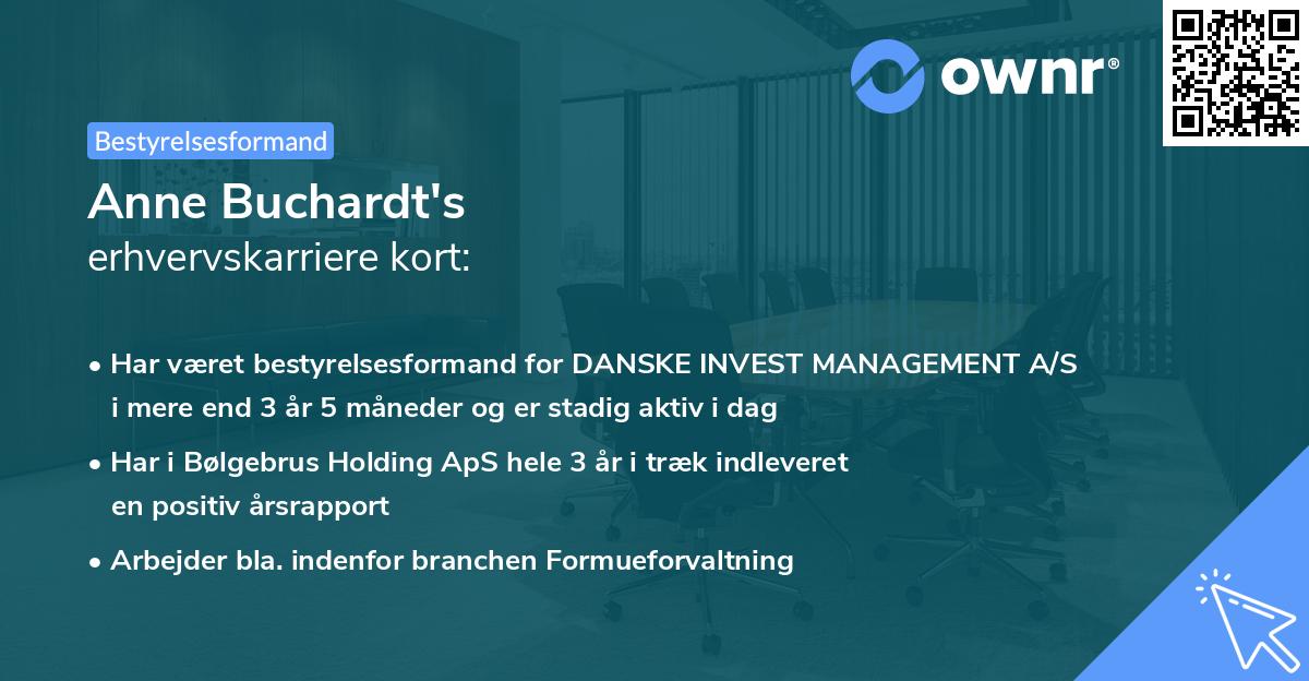 Anne Buchardt's erhvervskarriere kort