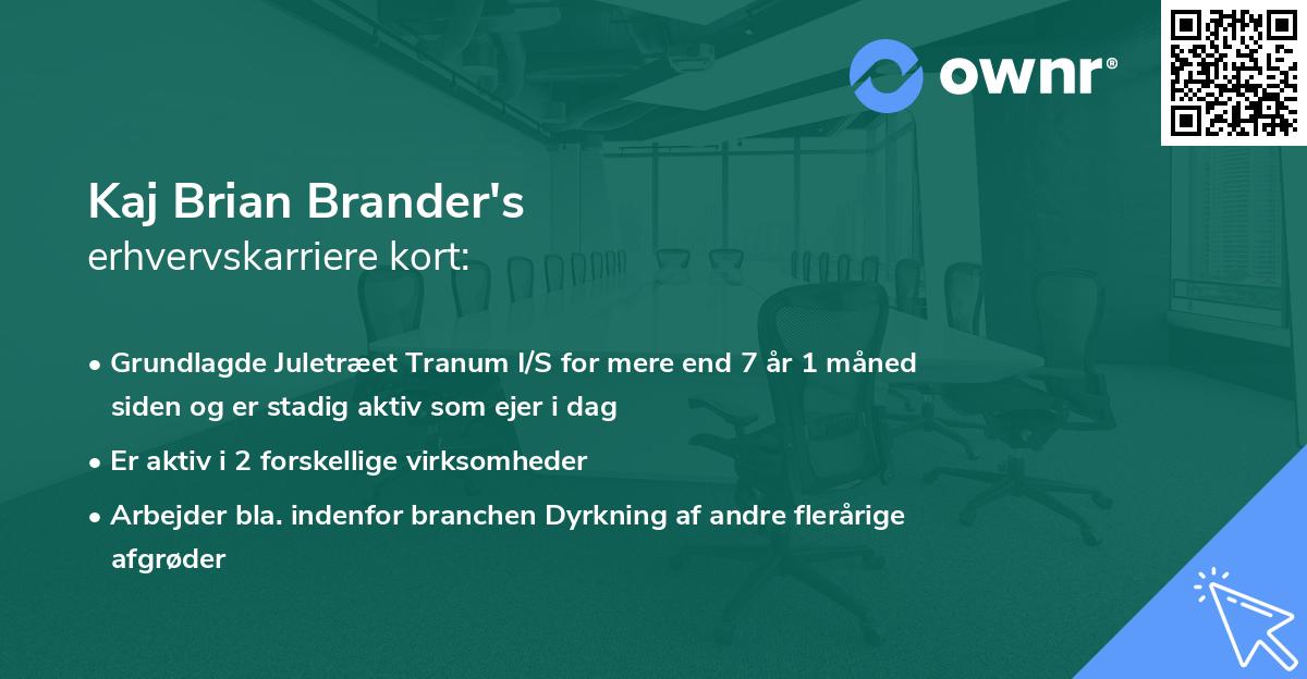 Kaj Brian Brander's erhvervskarriere kort