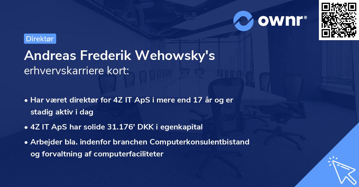 Andreas Frederik Wehowsky's erhvervskarriere kort