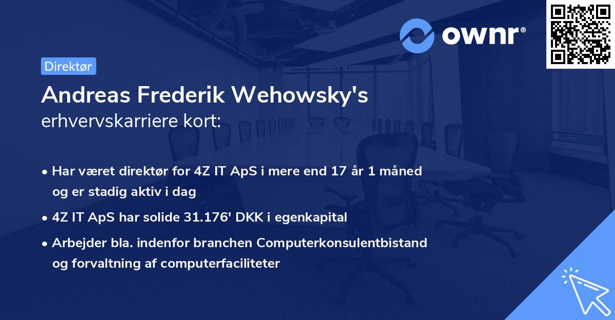 Andreas Frederik Wehowsky's erhvervskarriere kort