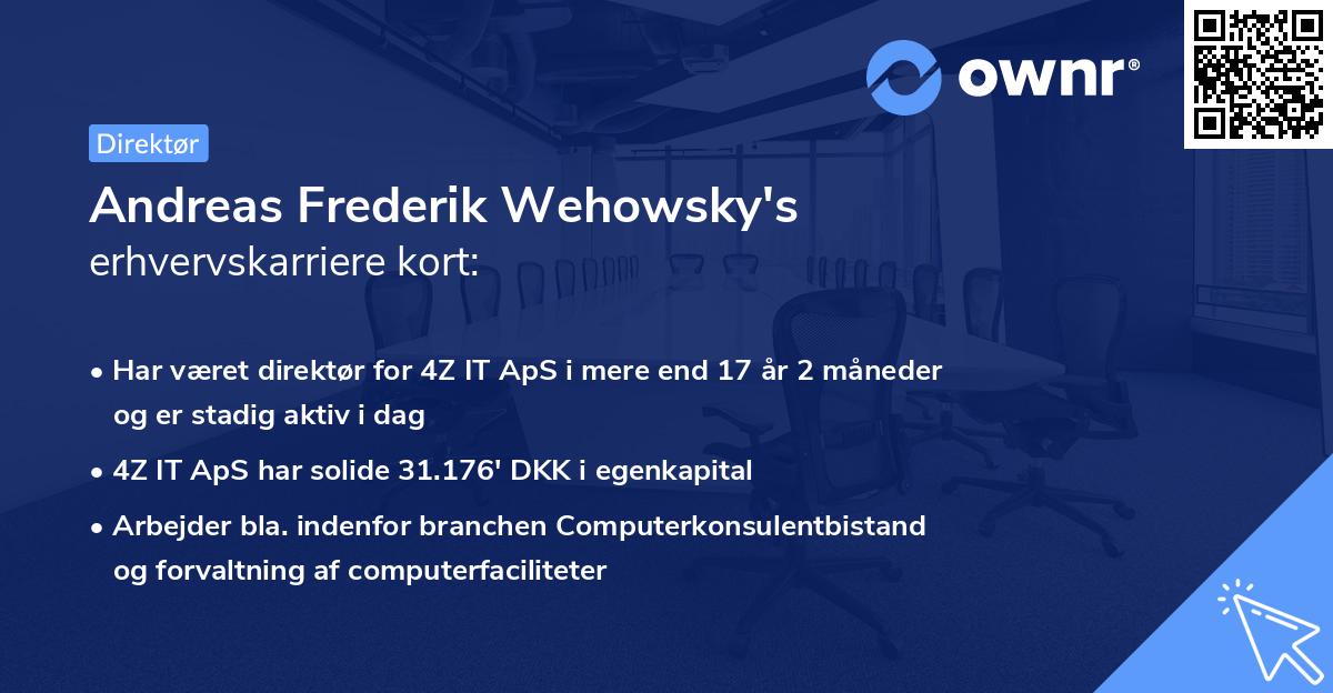 Andreas Frederik Wehowsky's erhvervskarriere kort