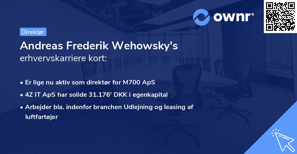 Andreas Frederik Wehowsky's erhvervskarriere kort