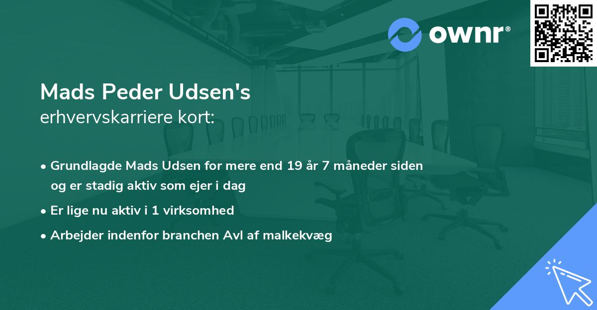 Mads Peder Udsen's erhvervskarriere kort