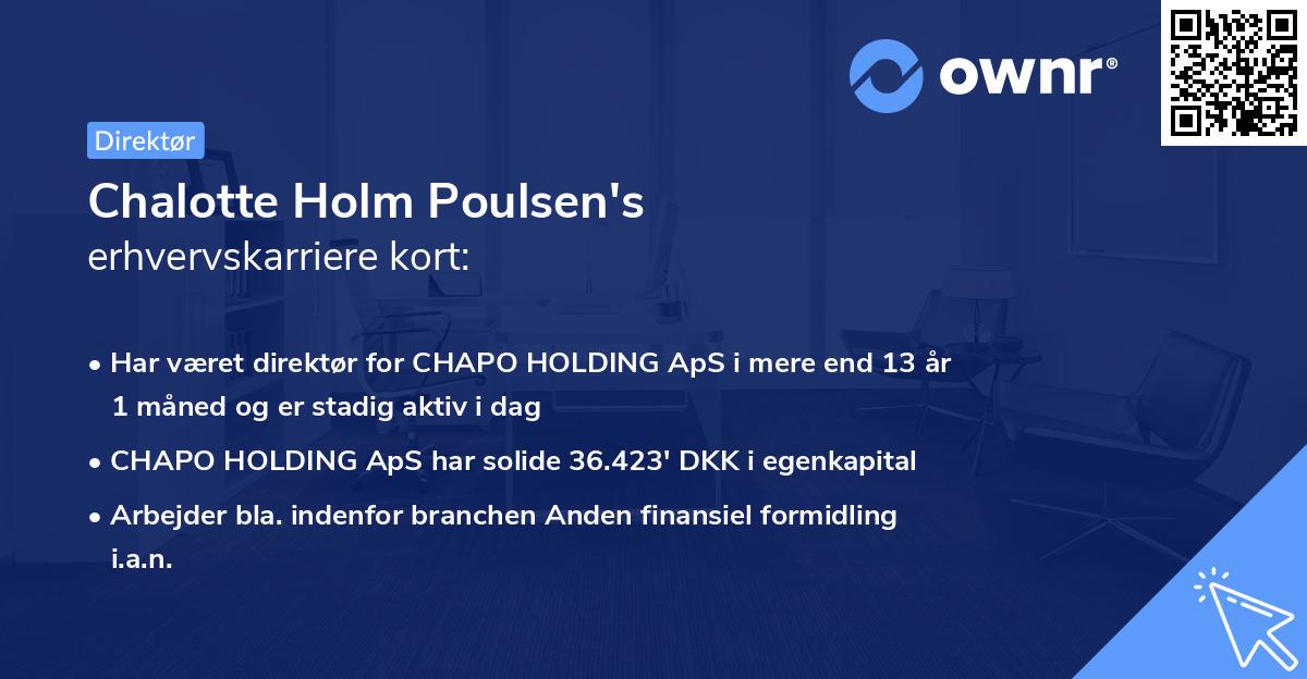 Chalotte Holm Poulsen's erhvervskarriere kort