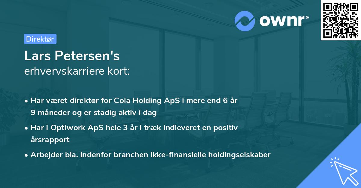 Lars Petersen's erhvervskarriere kort