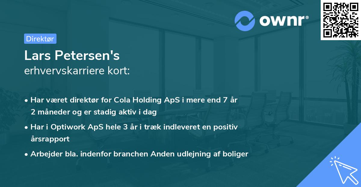 Lars Petersen's erhvervskarriere kort