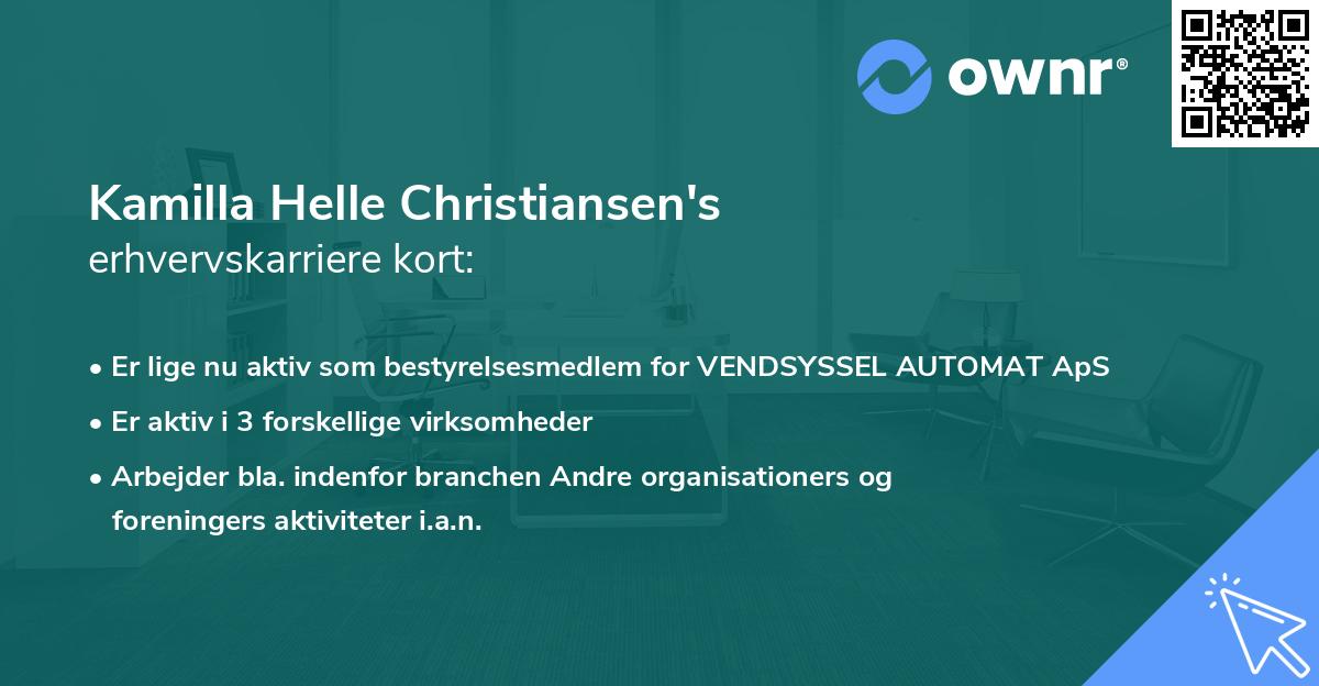 Kamilla Helle Christiansen's erhvervskarriere kort