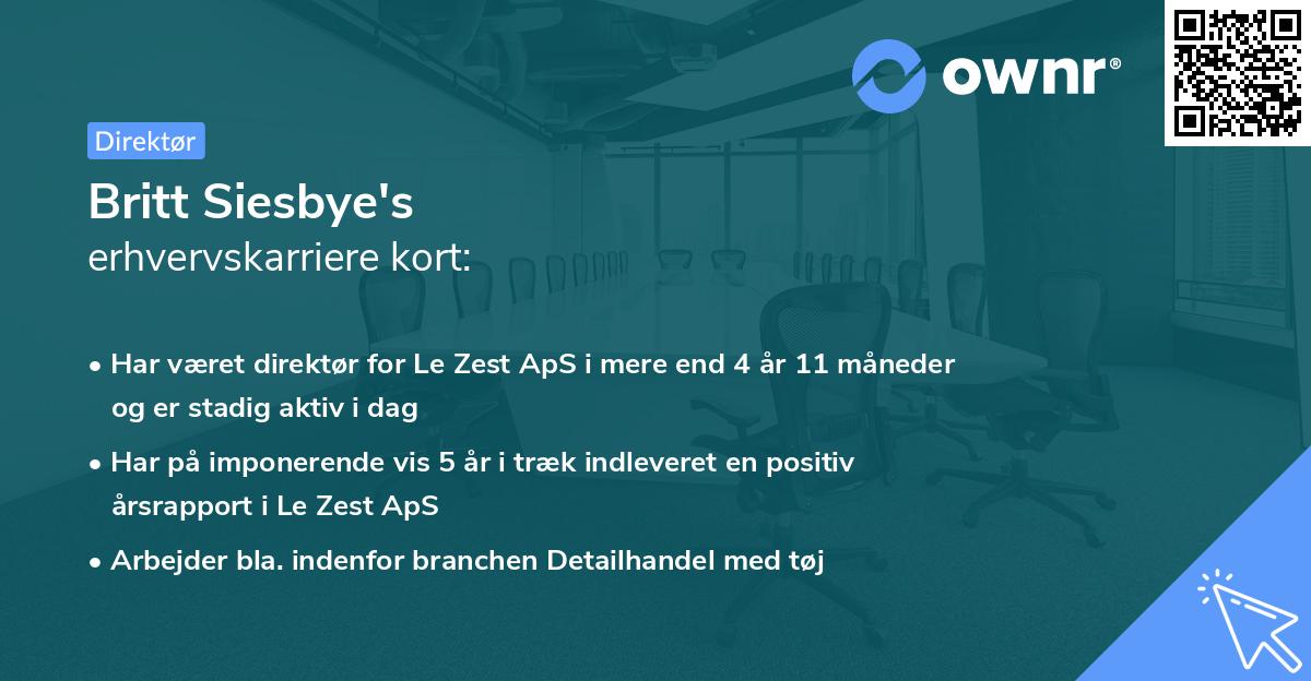 Britt Siesbye's erhvervskarriere kort