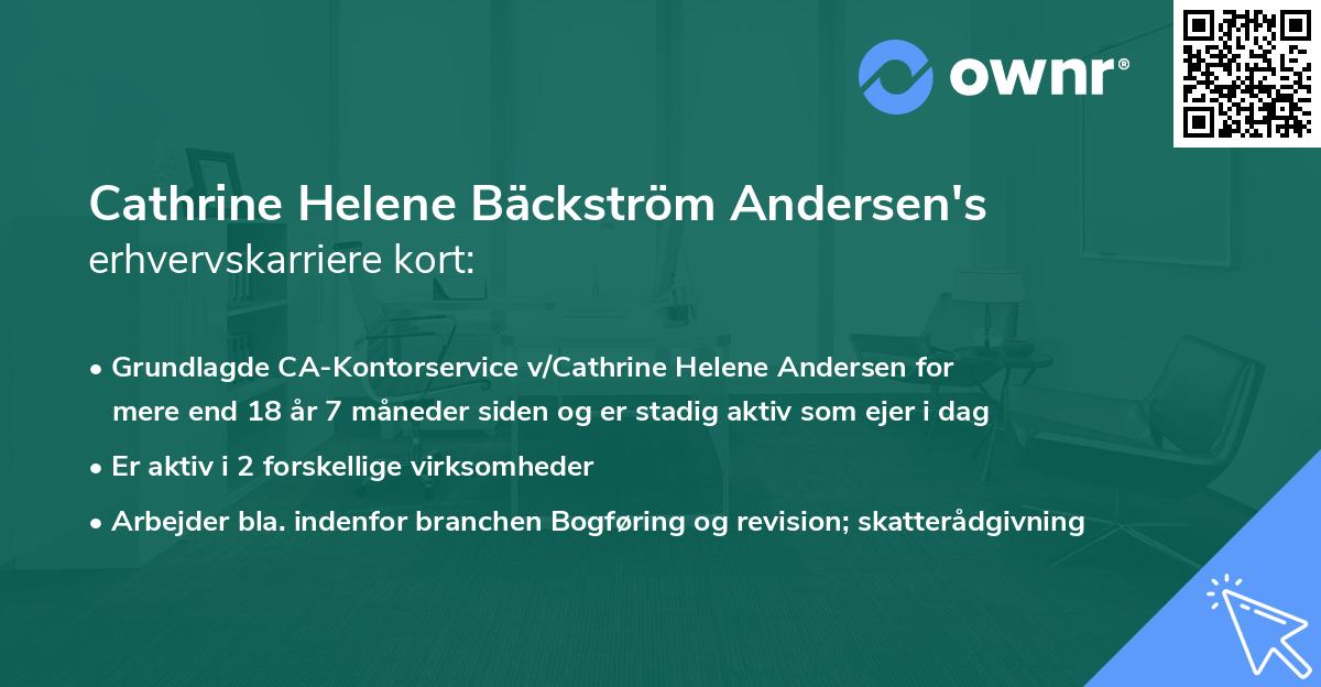 Cathrine Helene Bäckström Andersen's erhvervskarriere kort