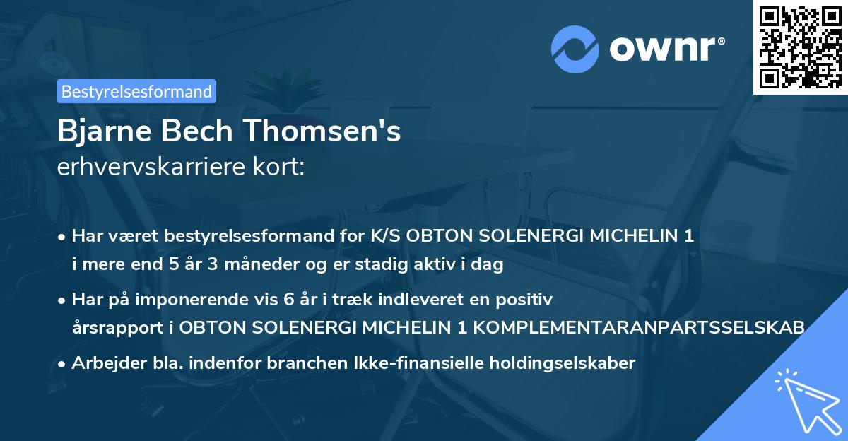 Bjarne Bech Thomsen's erhvervskarriere kort