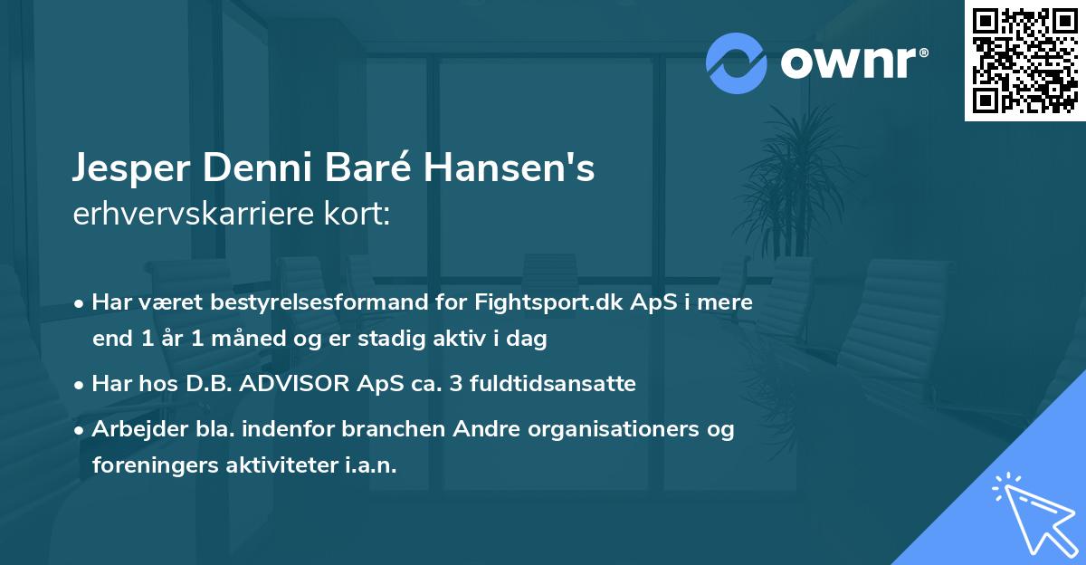 Jesper Denni Baré Hansen's erhvervskarriere kort