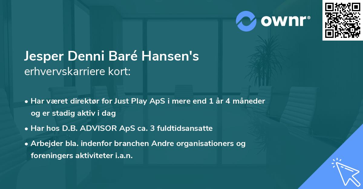 Jesper Denni Baré Hansen's erhvervskarriere kort