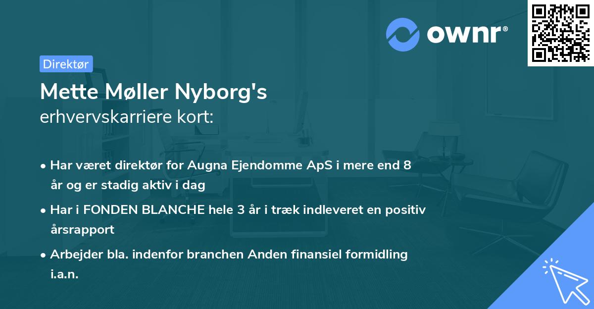 Mette Møller Nyborg's erhvervskarriere kort