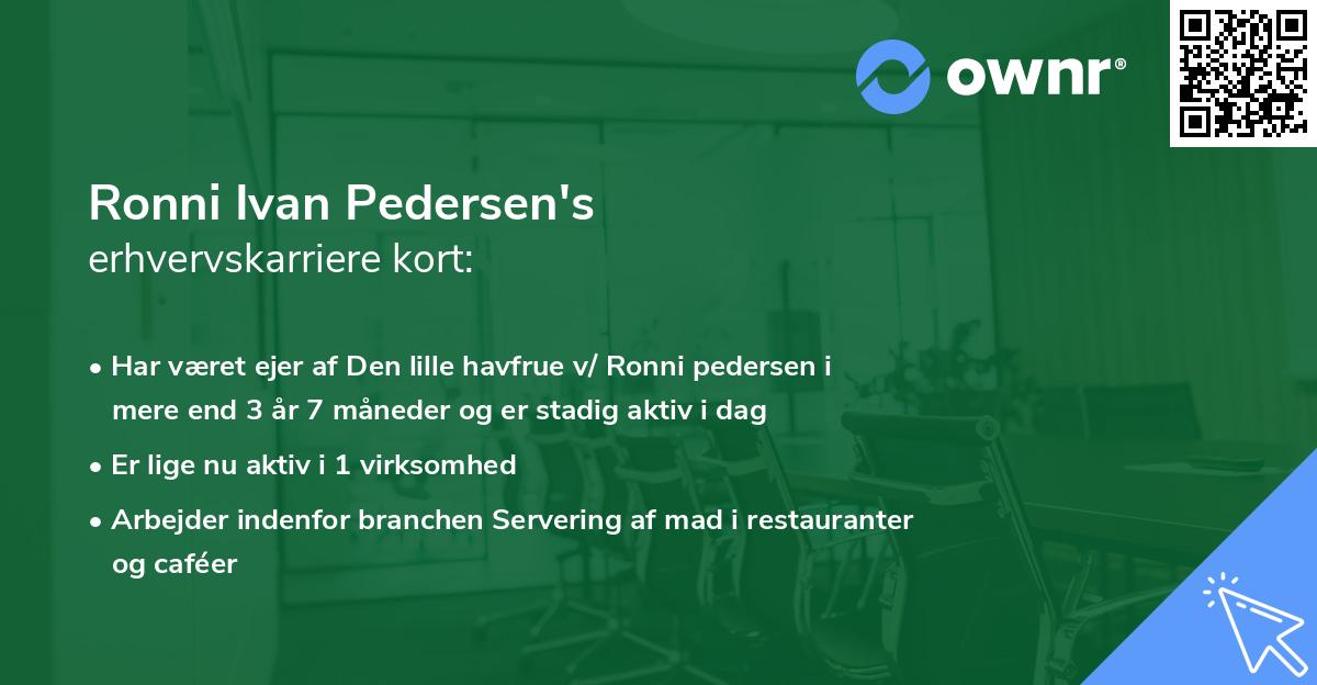 Ronni Ivan Pedersen's erhvervskarriere kort