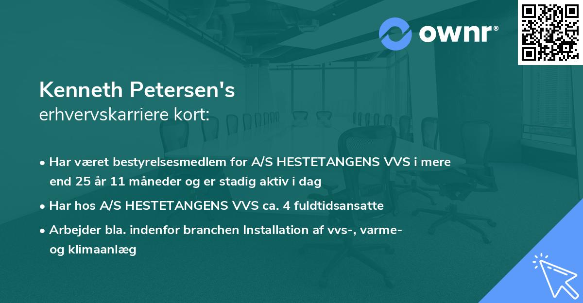 Kenneth Petersen's erhvervskarriere kort