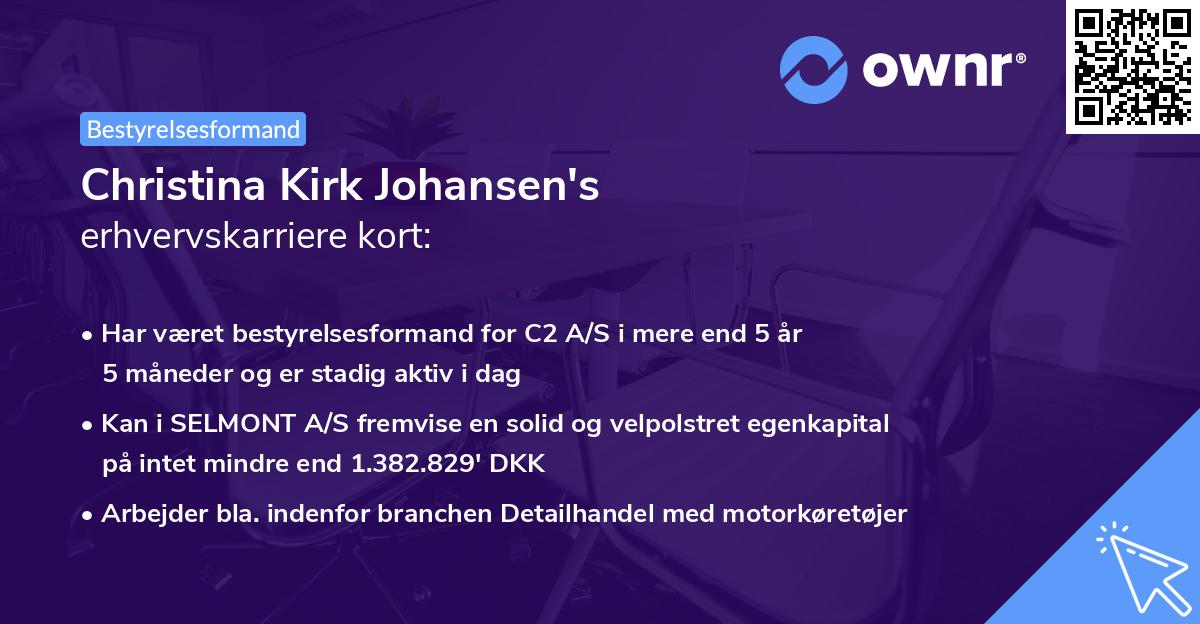 Christina Kirk Johansen's erhvervskarriere kort