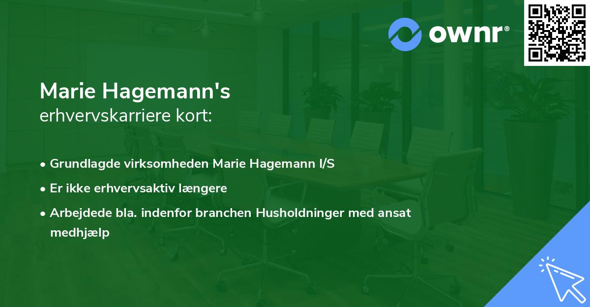 Marie Hagemann's erhvervskarriere kort