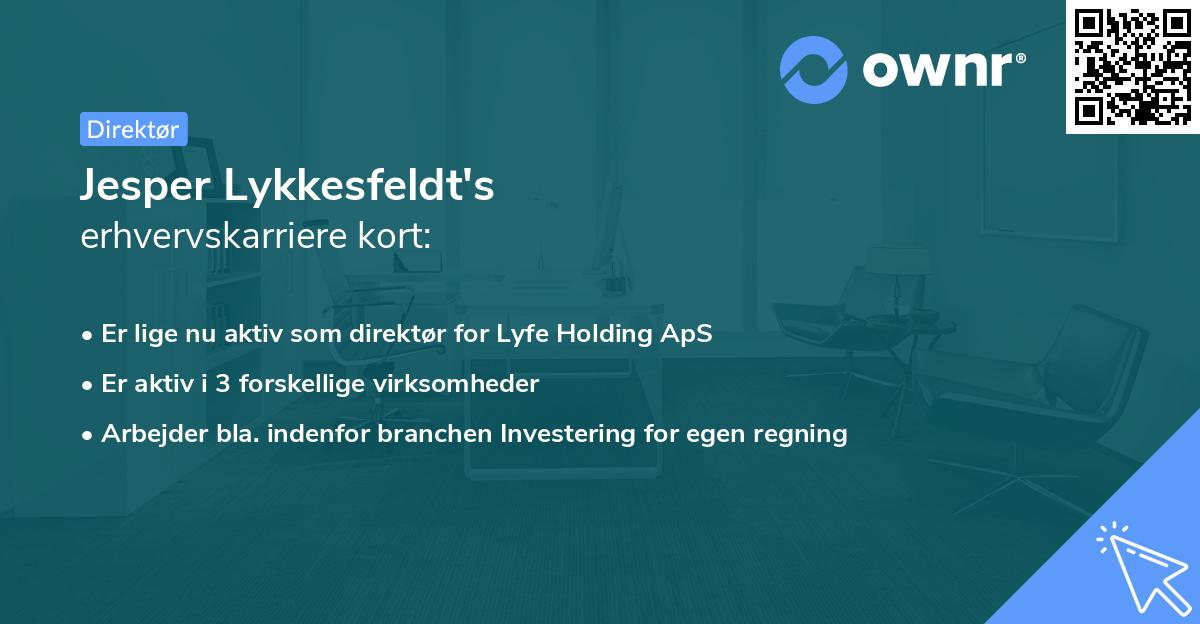 Jesper Lykkesfeldt's erhvervskarriere kort