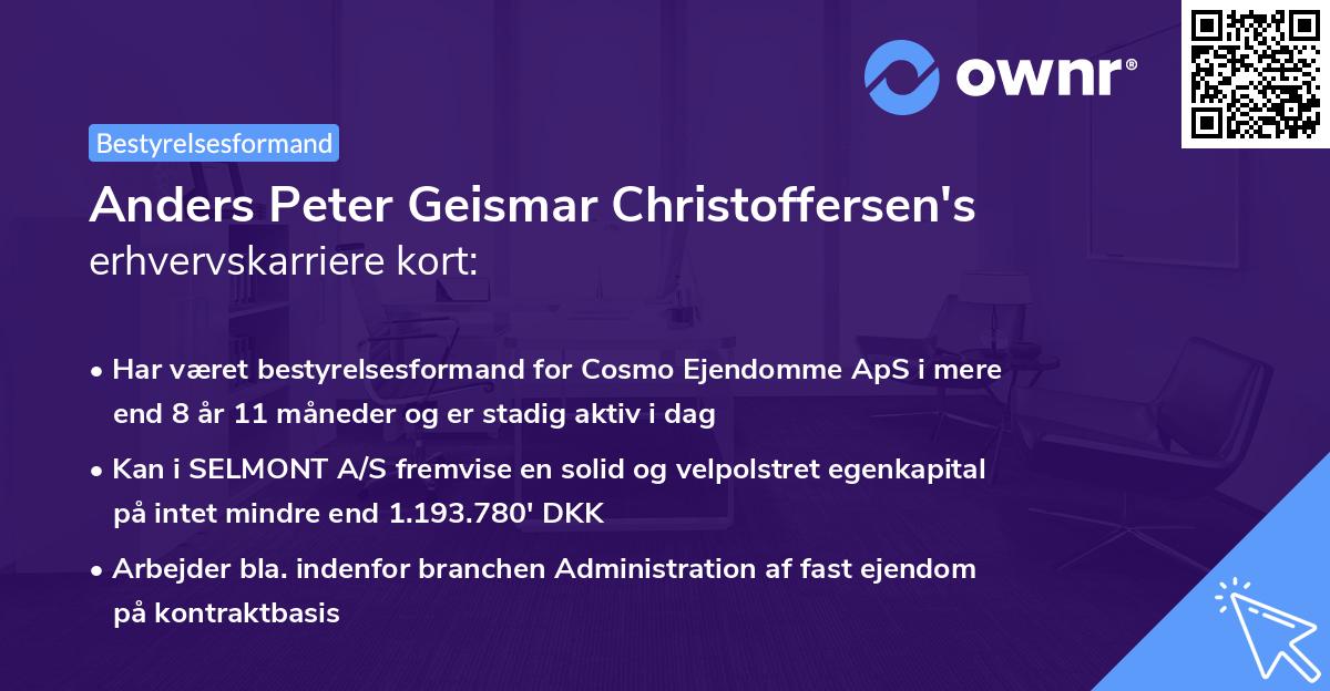 Anders Peter Geismar Christoffersen's erhvervskarriere kort