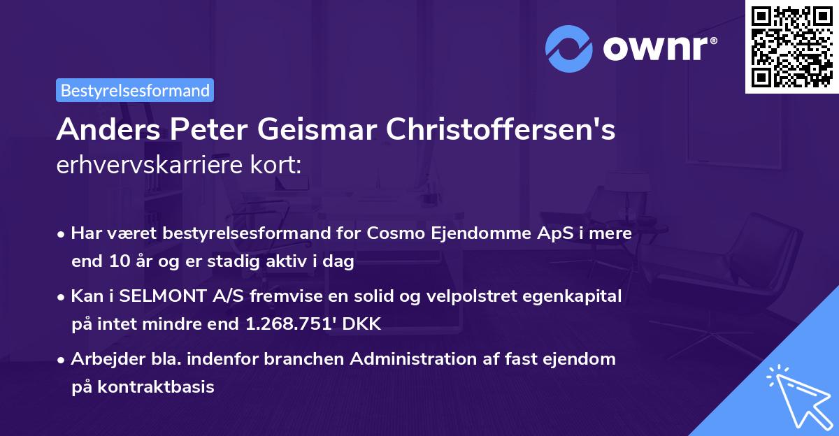 Anders Peter Geismar Christoffersen's erhvervskarriere kort