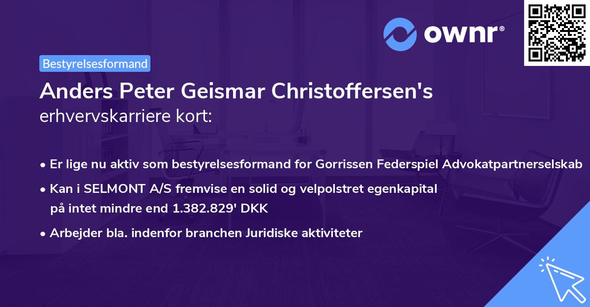 Anders Peter Geismar Christoffersen's erhvervskarriere kort