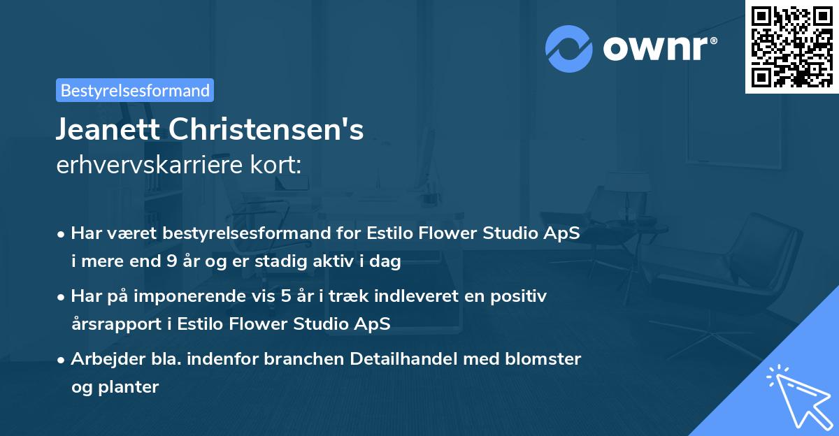 Jeanett Christensen's erhvervskarriere kort