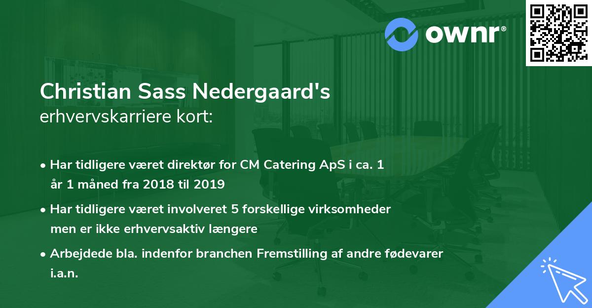 Christian Sass Nedergaard's erhvervskarriere kort