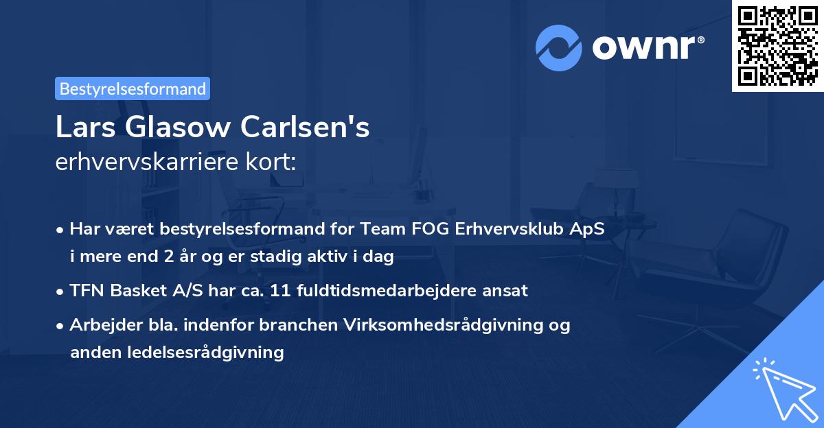 Lars Glasow Carlsen's erhvervskarriere kort
