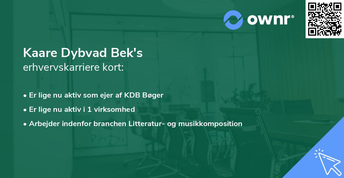 Kaare Dybvad Bek's erhvervskarriere kort