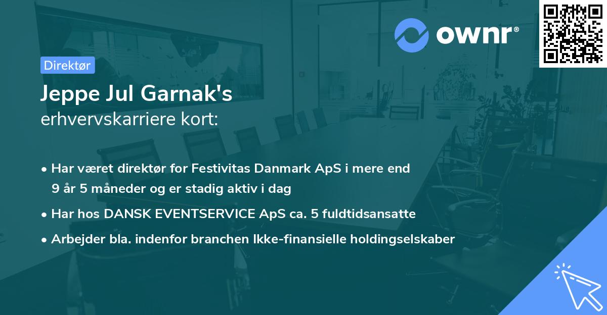 Jeppe Jul Garnak's erhvervskarriere kort