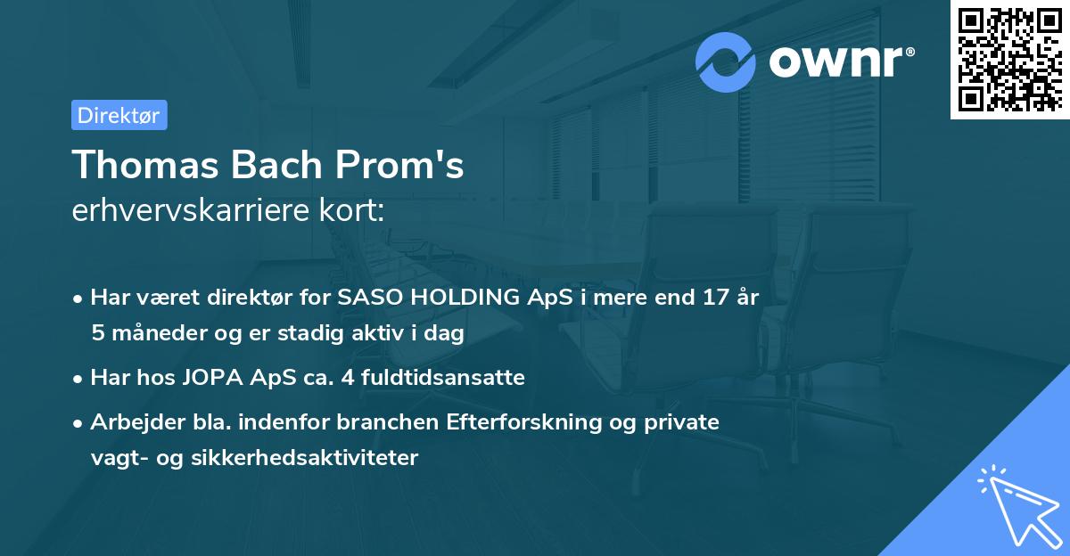 Thomas Bach Prom's erhvervskarriere kort