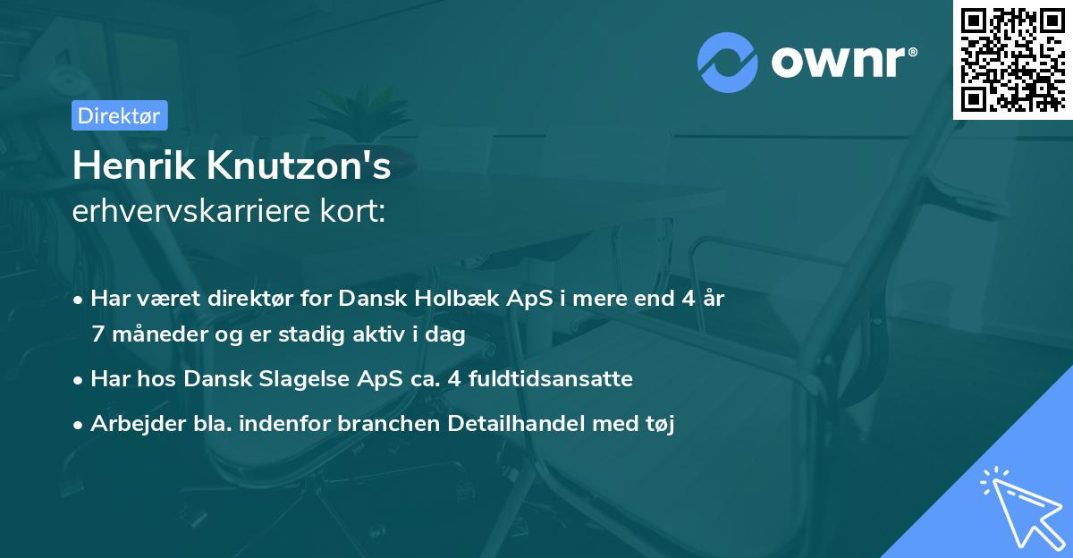 Henrik Knutzon's erhvervskarriere kort