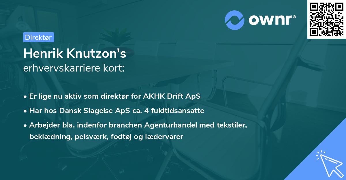 Henrik Knutzon's erhvervskarriere kort