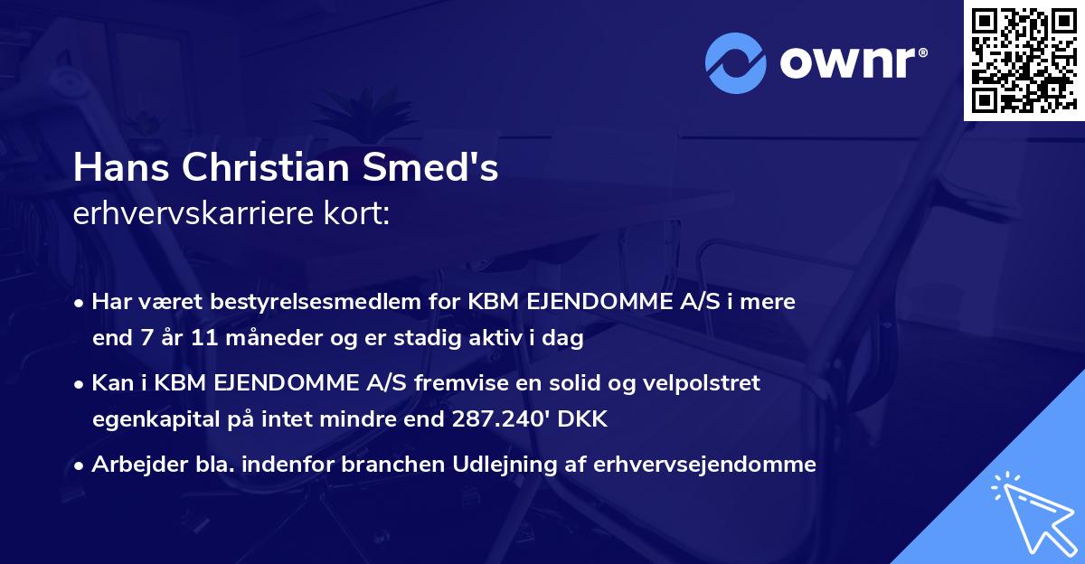Hans Christian Smed's erhvervskarriere kort