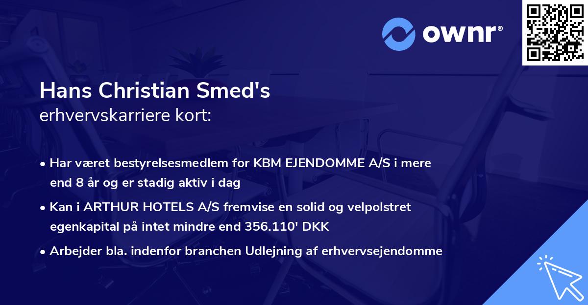 Hans Christian Smed's erhvervskarriere kort