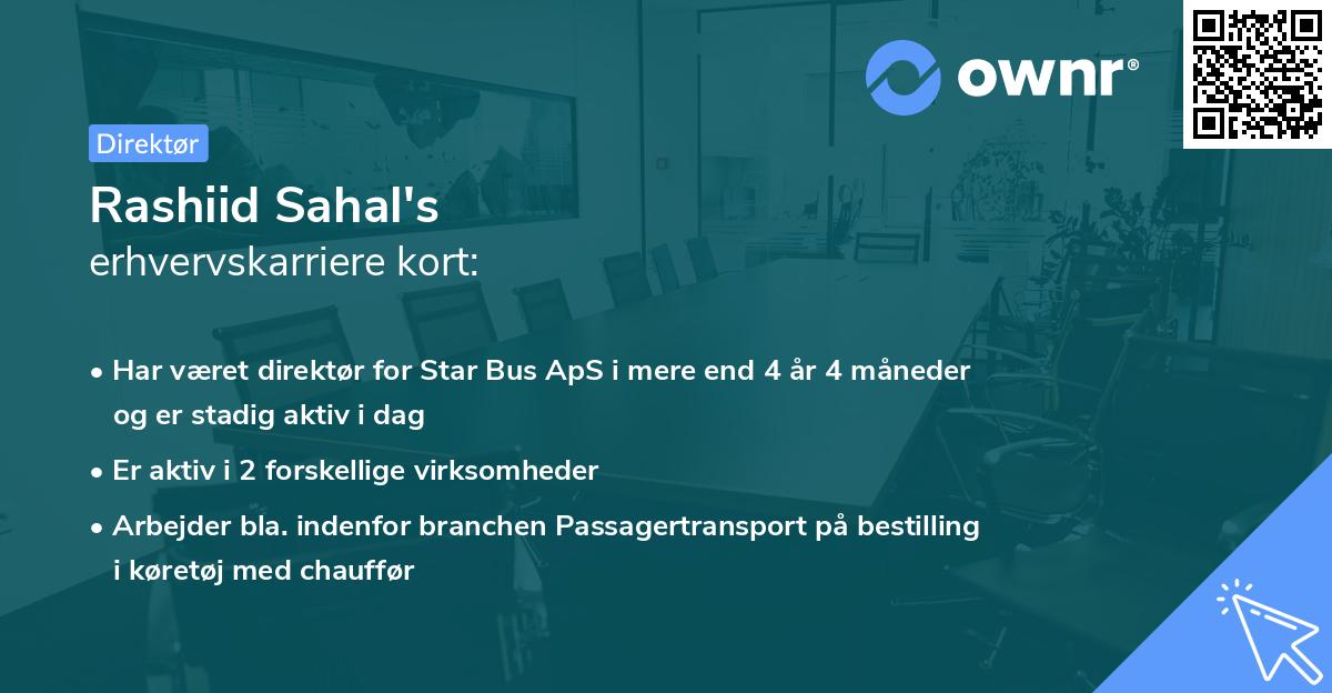Rashiid Sahal's erhvervskarriere kort