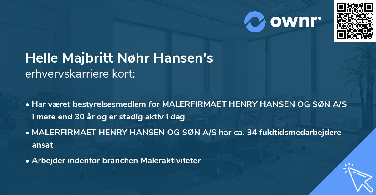 Helle Majbritt Nøhr Hansen's erhvervskarriere kort