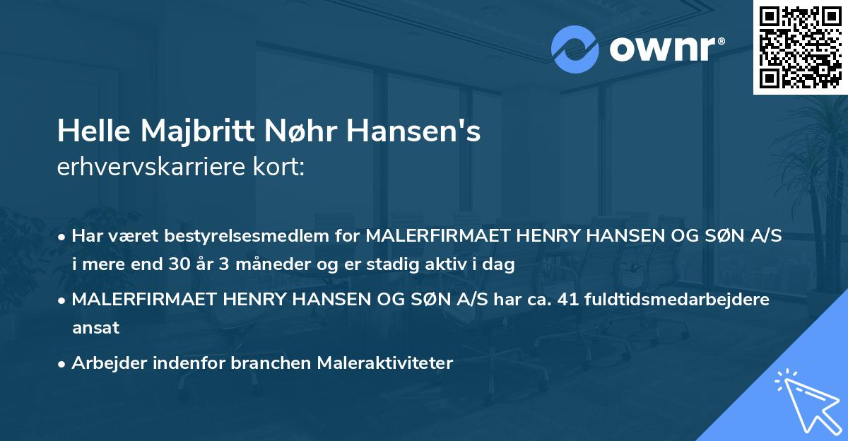 Helle Majbritt Nøhr Hansen's erhvervskarriere kort