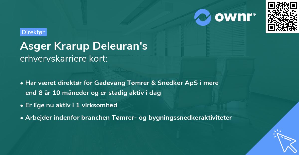 Asger Krarup Deleuran's erhvervskarriere kort