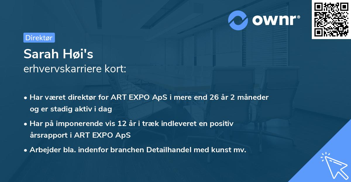 Sarah Høi's erhvervskarriere kort