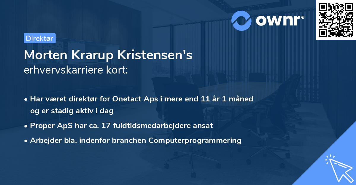 Morten Krarup Kristensen's erhvervskarriere kort
