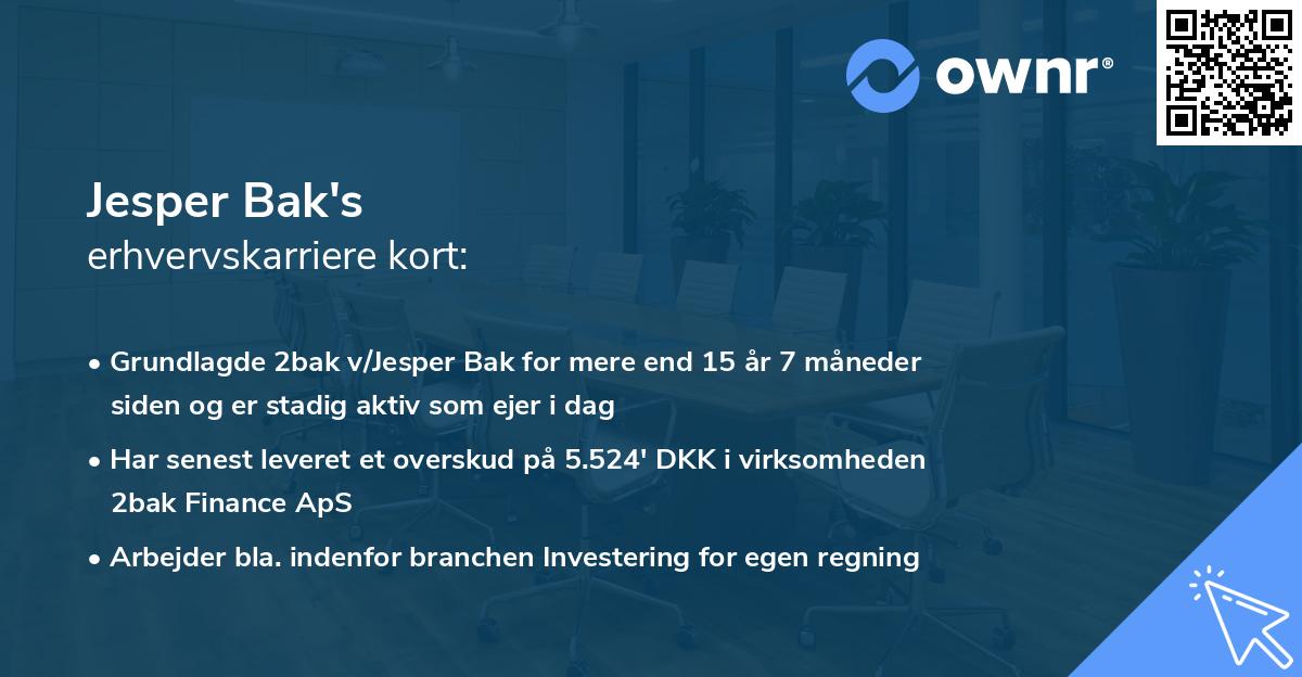 Jesper Bak's erhvervskarriere kort