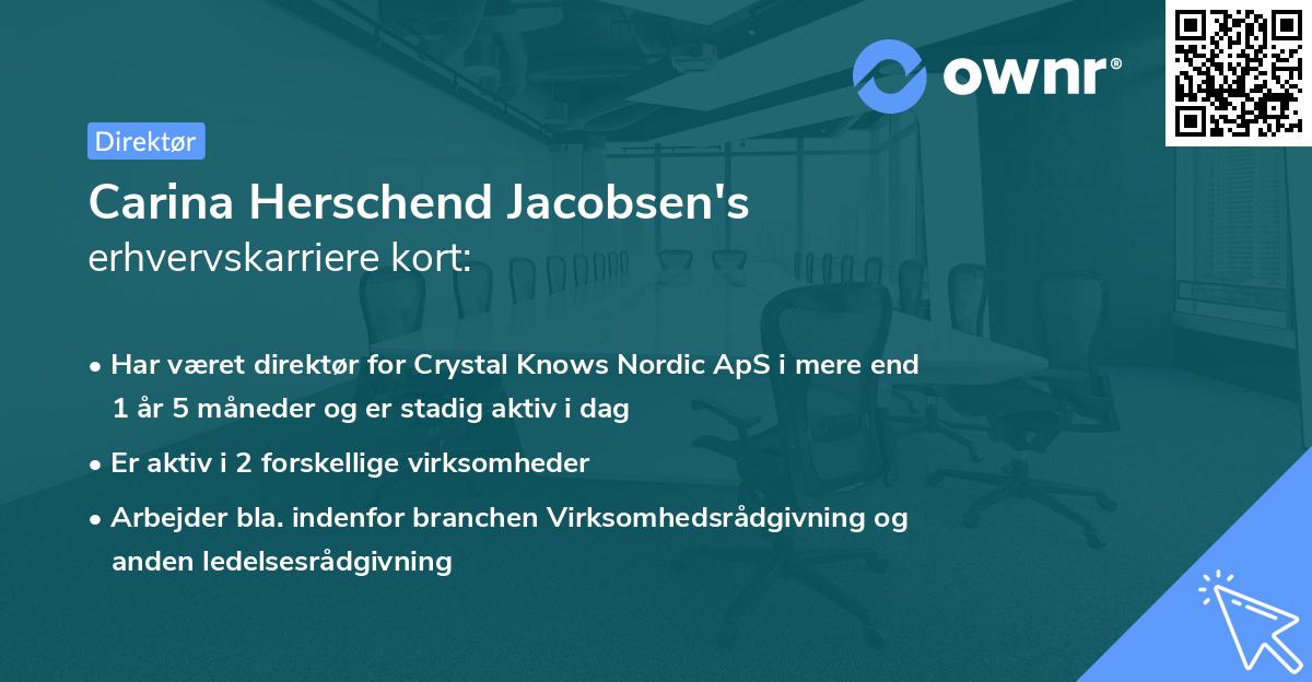 Carina Herschend Jacobsen's erhvervskarriere kort