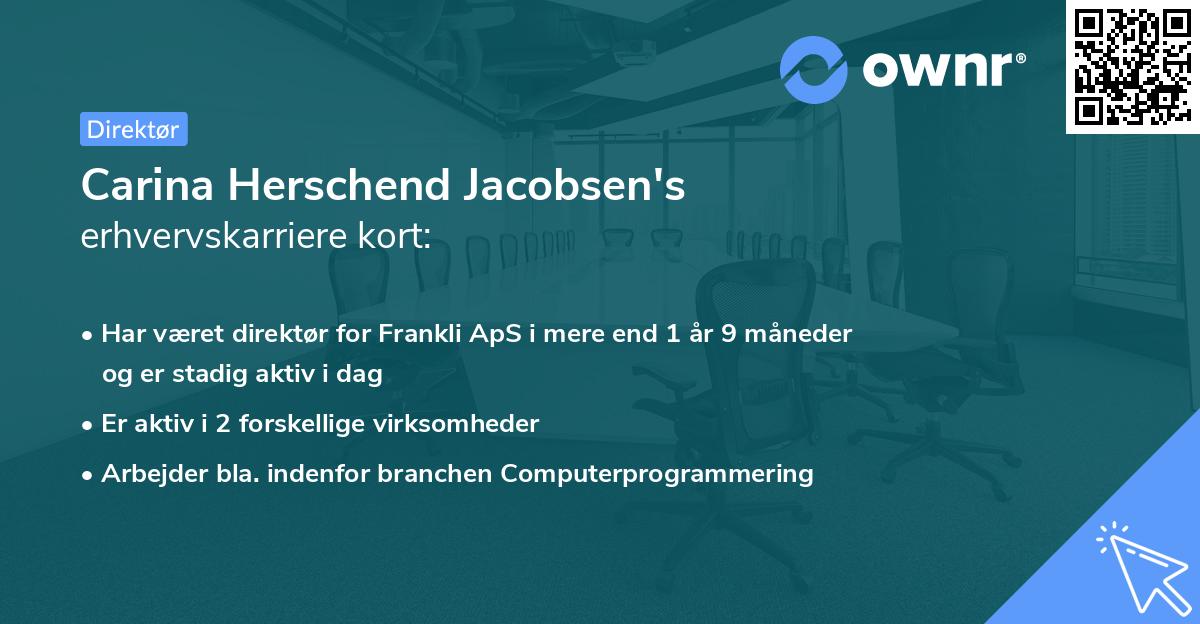 Carina Herschend Jacobsen's erhvervskarriere kort